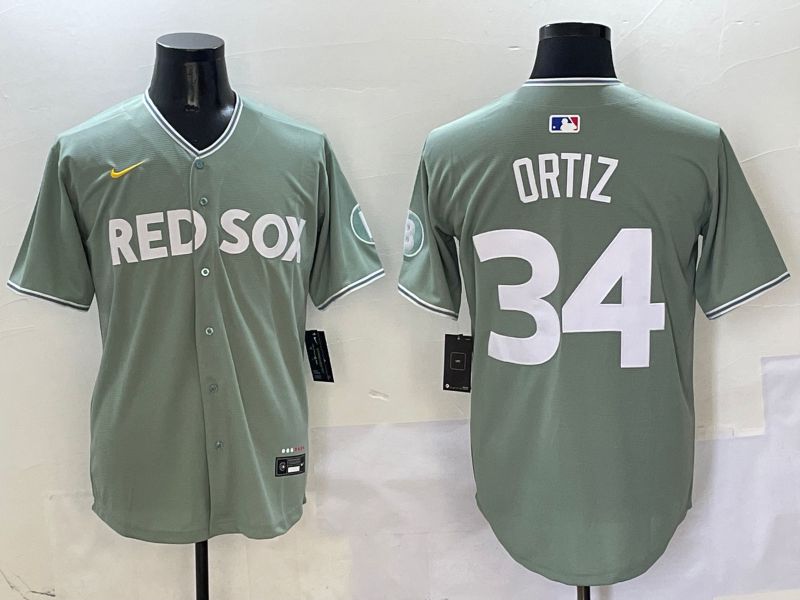 Men Boston Red Sox #34 Ortiz Green Joint Name Game Nike 2025 MLB Jersey style 1